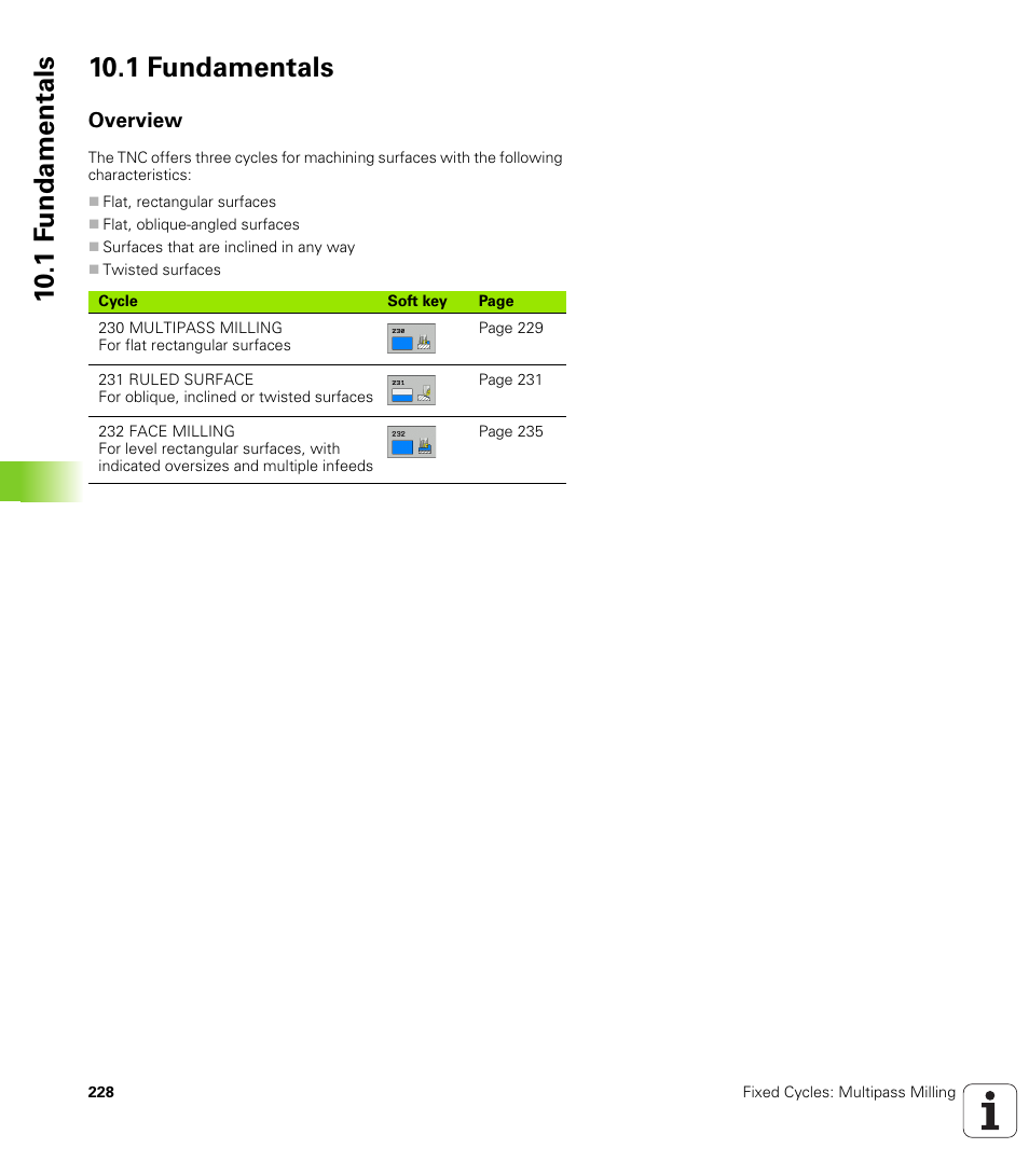 1 fundamentals, Overview | HEIDENHAIN TNC 640 (34059x-01) Cycle programming User Manual | Page 228 / 549