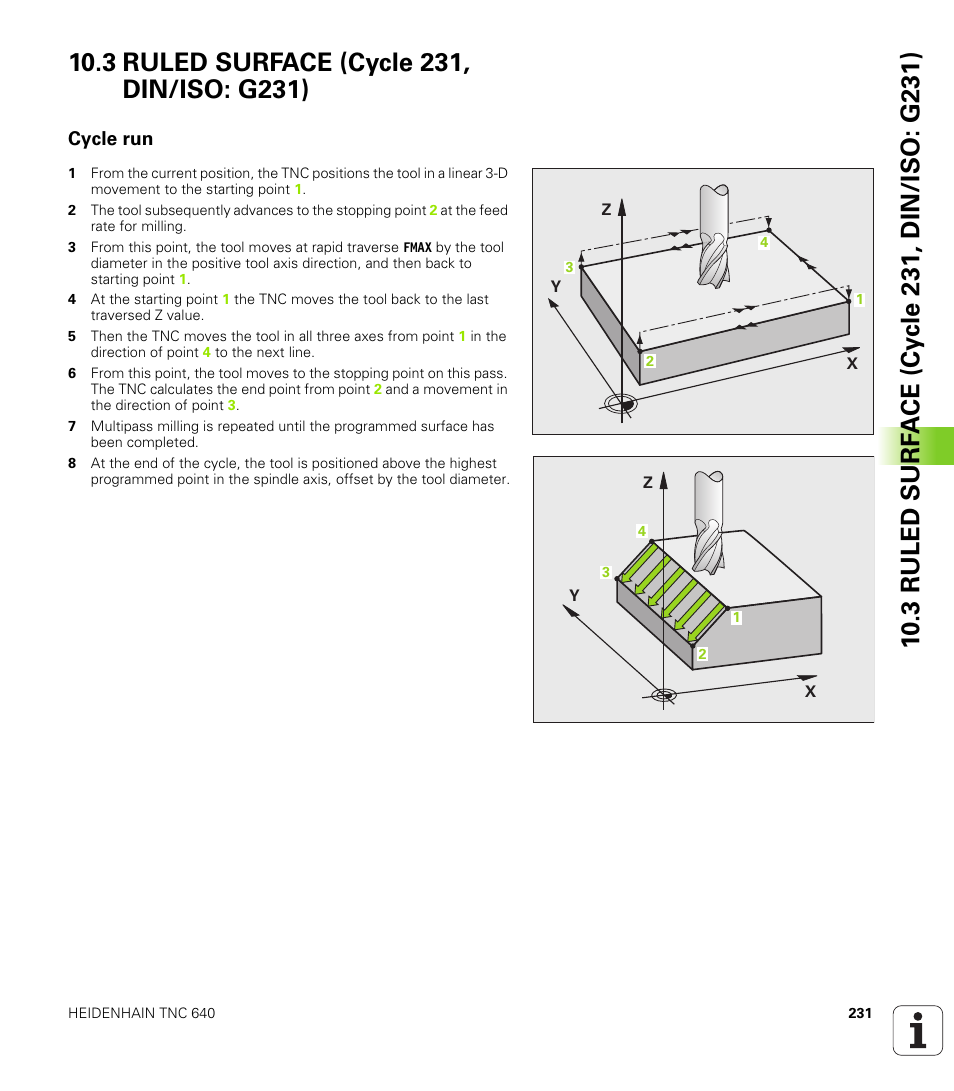 3 ruled surface (cycle 231, din/iso: g231), Cycle run | HEIDENHAIN TNC 640 (34059x-01) Cycle programming User Manual | Page 231 / 549