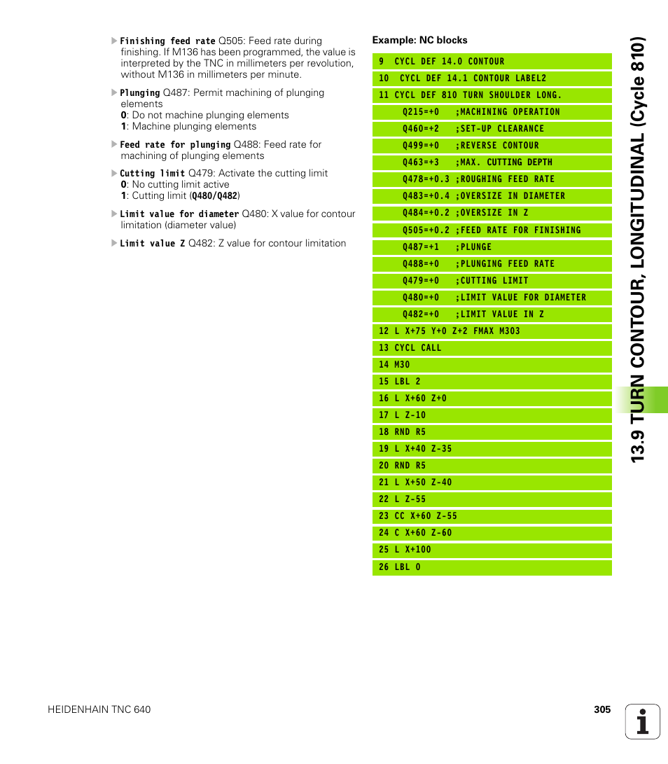 9 turn cont our, l ong itudinal (cy c le 81 0) | HEIDENHAIN TNC 640 (34059x-01) Cycle programming User Manual | Page 305 / 549