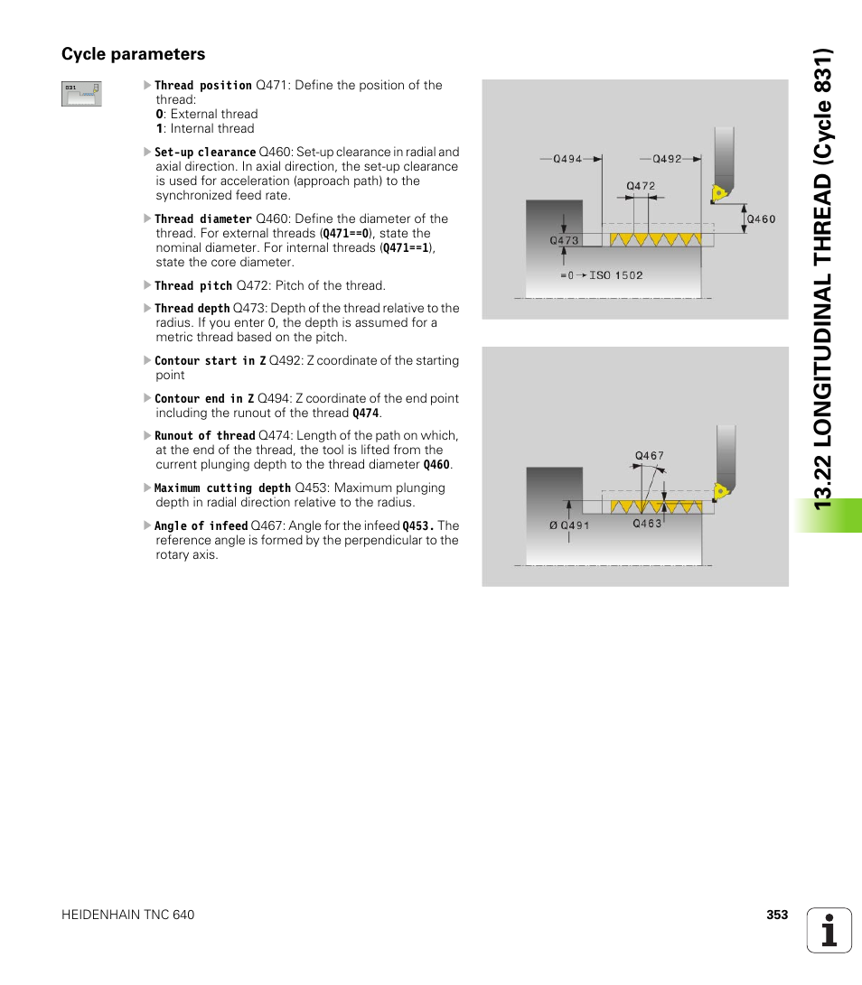 Cycle parameters | HEIDENHAIN TNC 640 (34059x-01) Cycle programming User Manual | Page 353 / 549