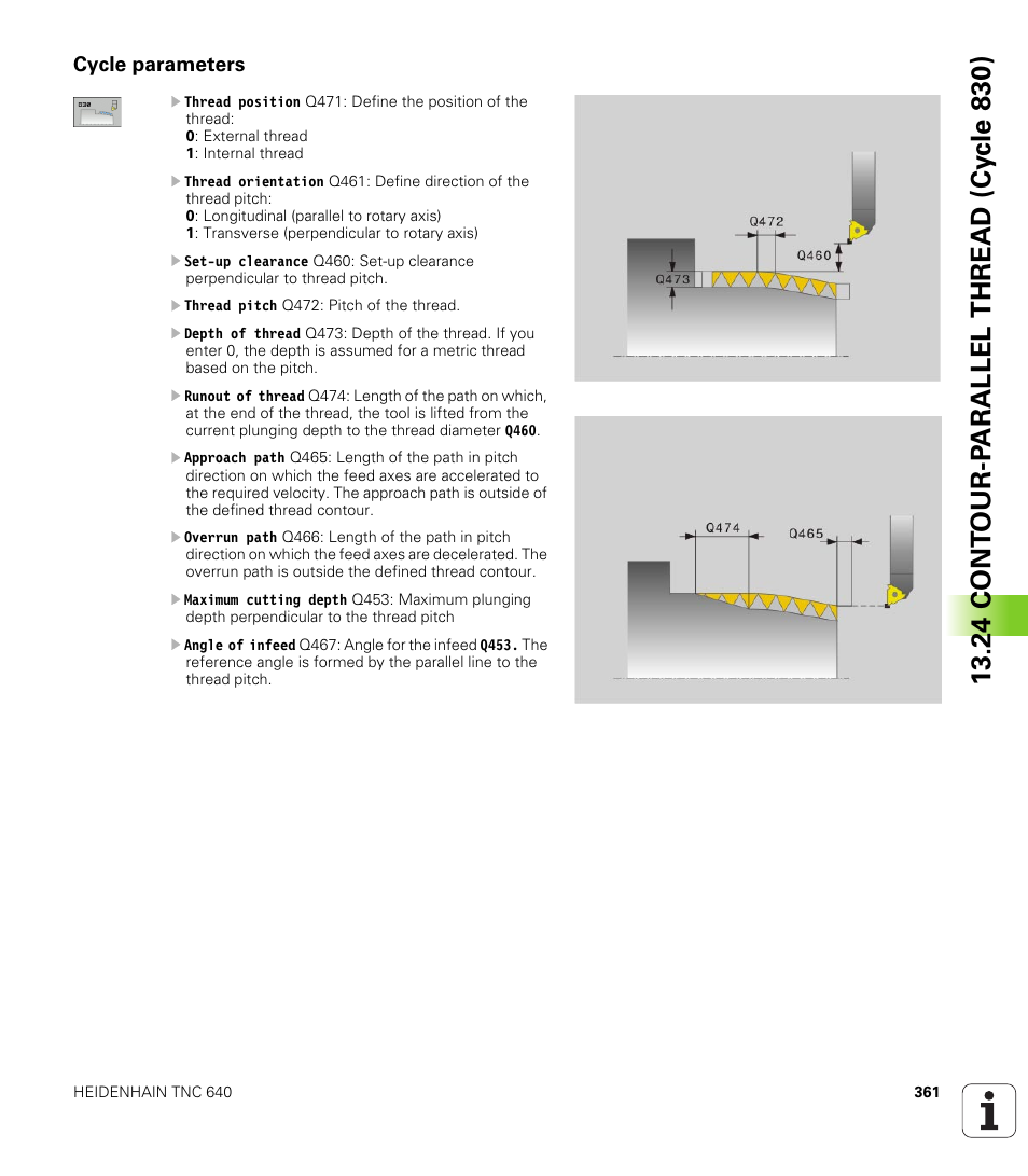 Cycle parameters | HEIDENHAIN TNC 640 (34059x-01) Cycle programming User Manual | Page 361 / 549
