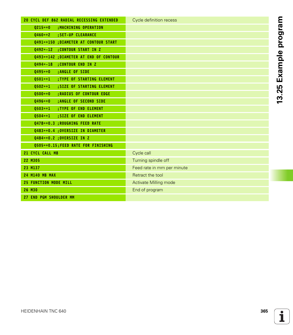 25 example pr ogr am | HEIDENHAIN TNC 640 (34059x-01) Cycle programming User Manual | Page 365 / 549