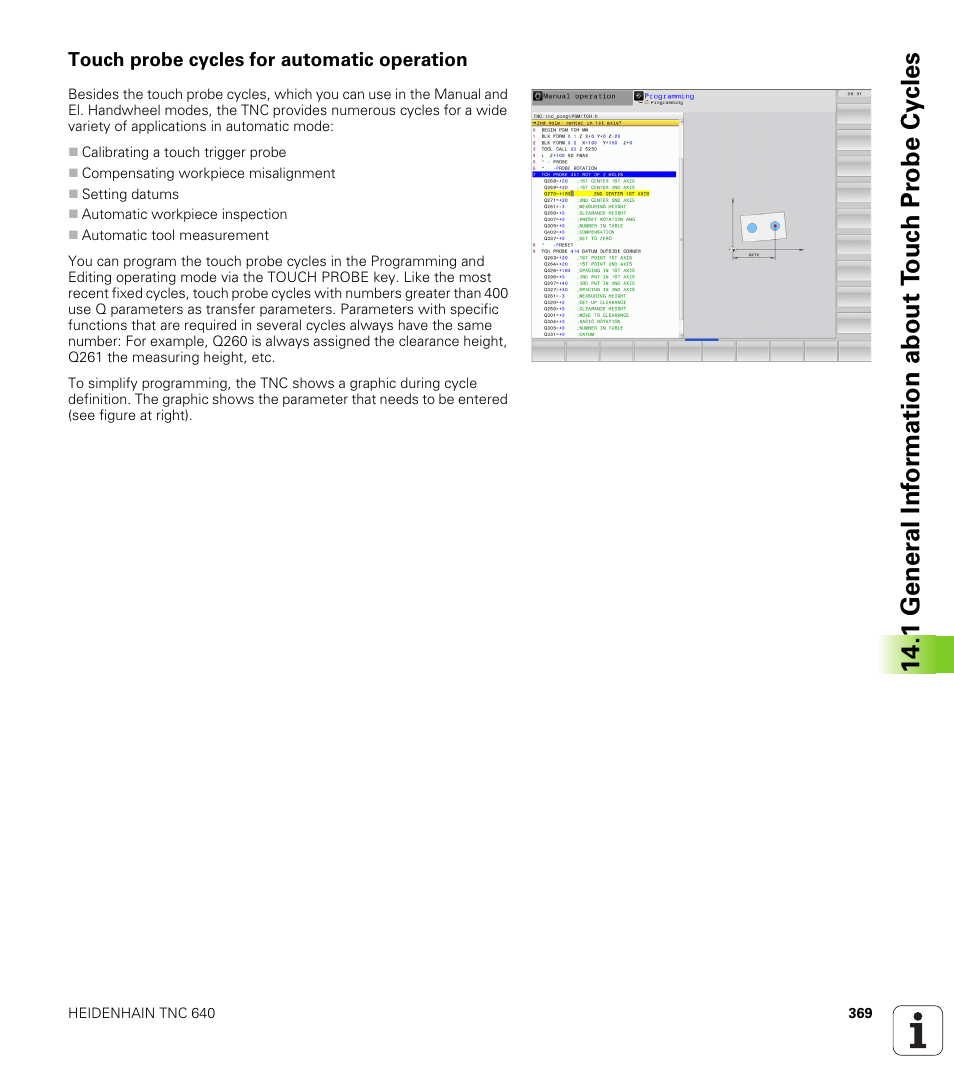 Touch probe cycles for automatic operation | HEIDENHAIN TNC 640 (34059x-01) Cycle programming User Manual | Page 369 / 549