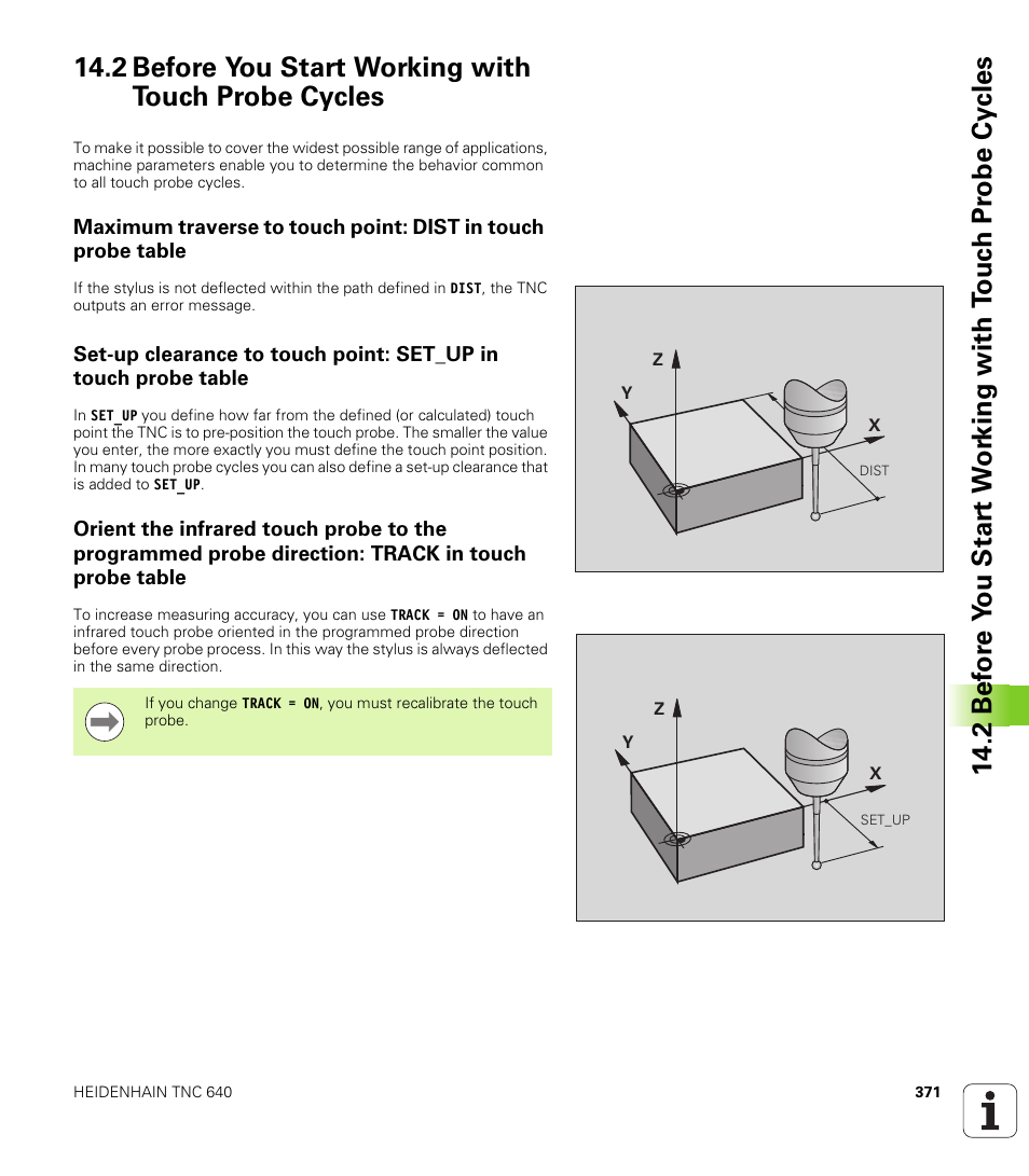 2 before you start working with touch probe cycles | HEIDENHAIN TNC 640 (34059x-01) Cycle programming User Manual | Page 371 / 549