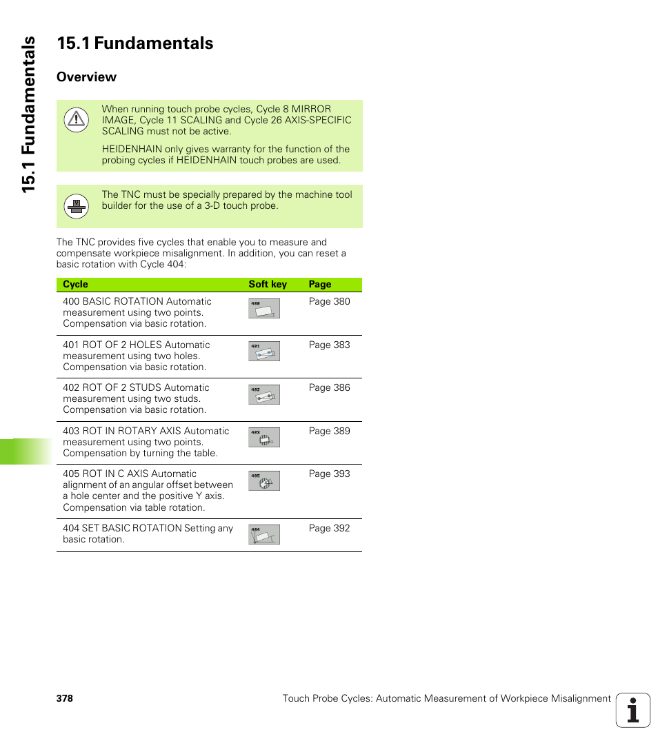1 fundamentals, Overview, 1 f undamentals 15.1 fundamentals | HEIDENHAIN TNC 640 (34059x-01) Cycle programming User Manual | Page 378 / 549