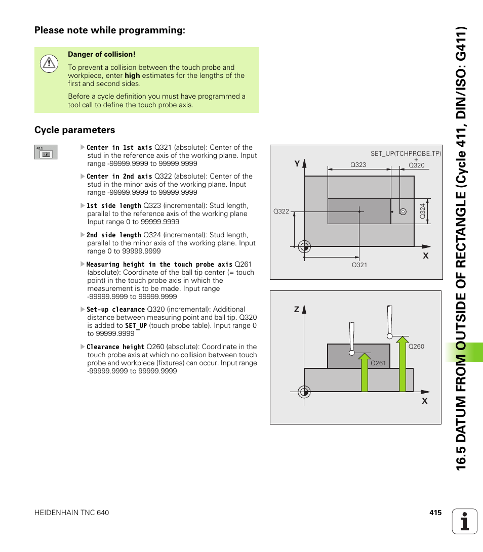 Please note while programming, Cycle parameters | HEIDENHAIN TNC 640 (34059x-01) Cycle programming User Manual | Page 415 / 549