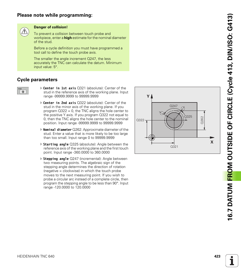 Please note while programming, Cycle parameters | HEIDENHAIN TNC 640 (34059x-01) Cycle programming User Manual | Page 423 / 549