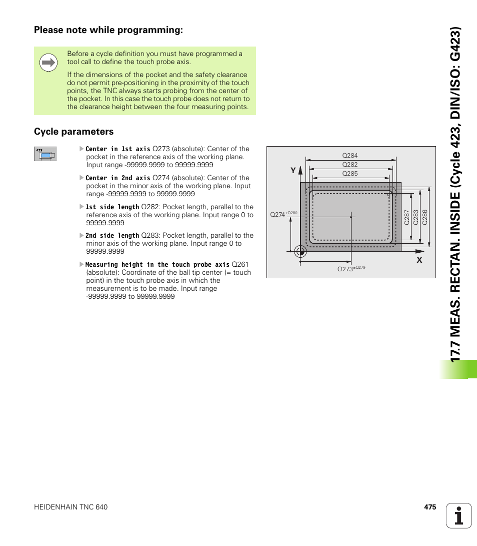 Please note while programming, Cycle parameters | HEIDENHAIN TNC 640 (34059x-01) Cycle programming User Manual | Page 475 / 549