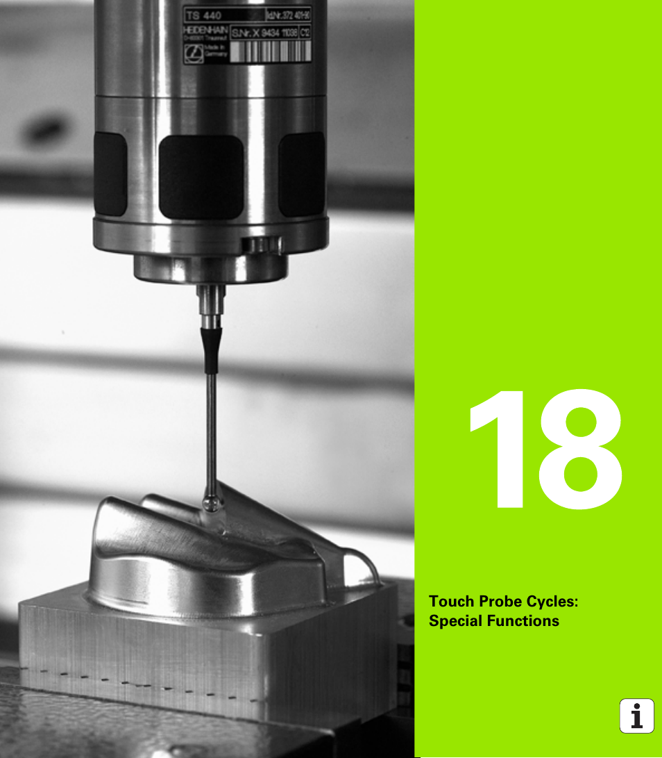 Touch probe cycles: special functions, 18 touch probe cycles: special functions | HEIDENHAIN TNC 640 (34059x-01) Cycle programming User Manual | Page 503 / 549