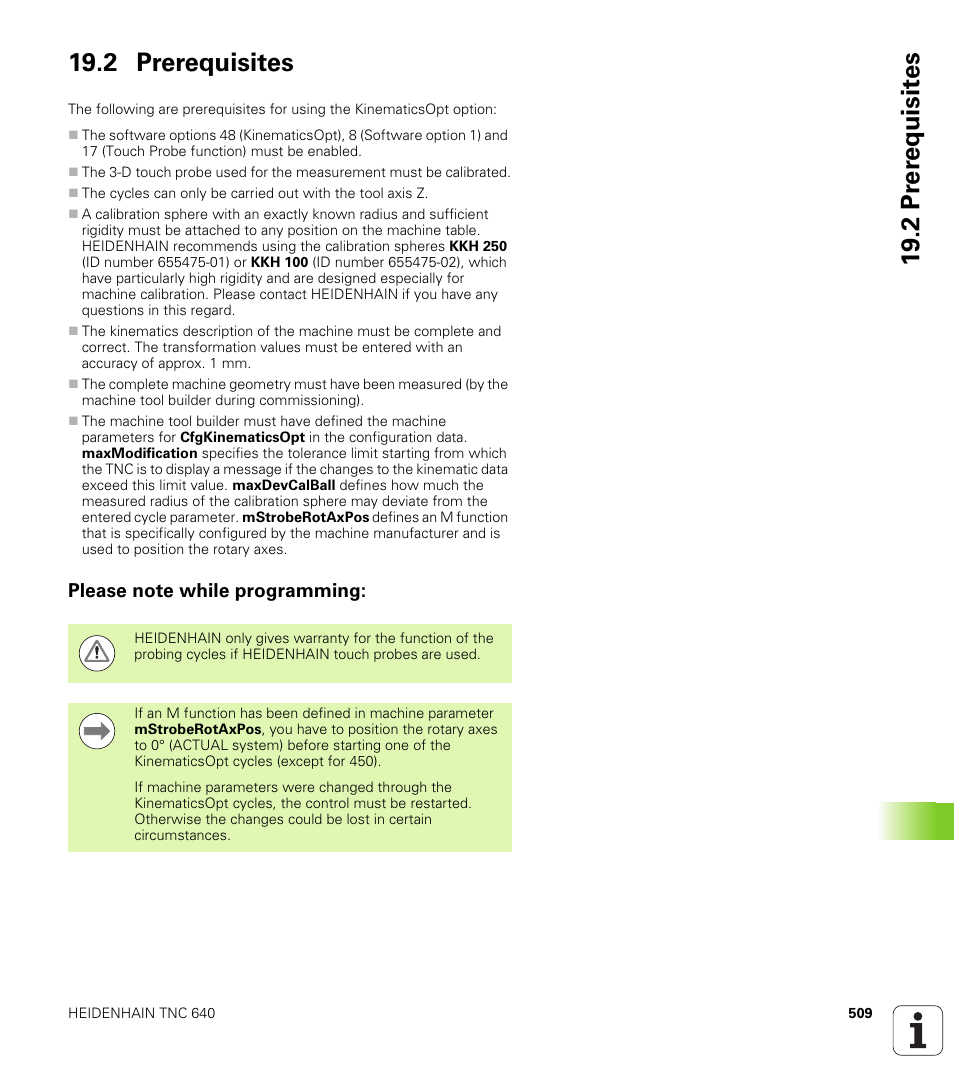 2 prerequisites, Please note while programming | HEIDENHAIN TNC 640 (34059x-01) Cycle programming User Manual | Page 509 / 549