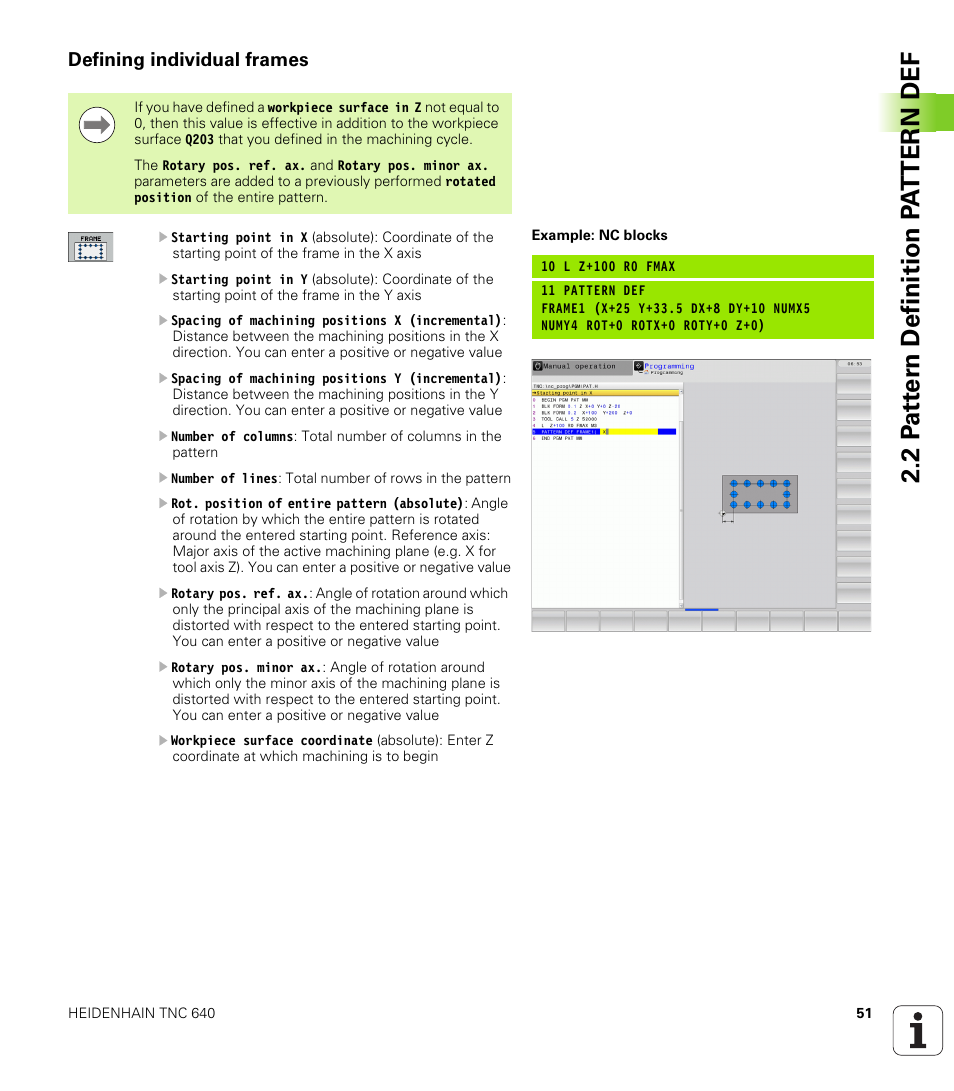 Defining individual frames | HEIDENHAIN TNC 640 (34059x-01) Cycle programming User Manual | Page 51 / 549
