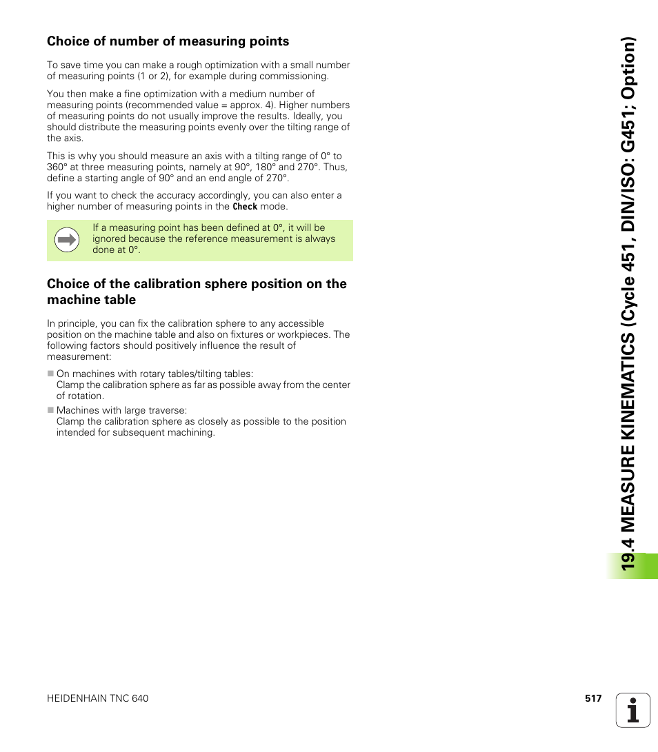 Choice of number of measuring points | HEIDENHAIN TNC 640 (34059x-01) Cycle programming User Manual | Page 517 / 549