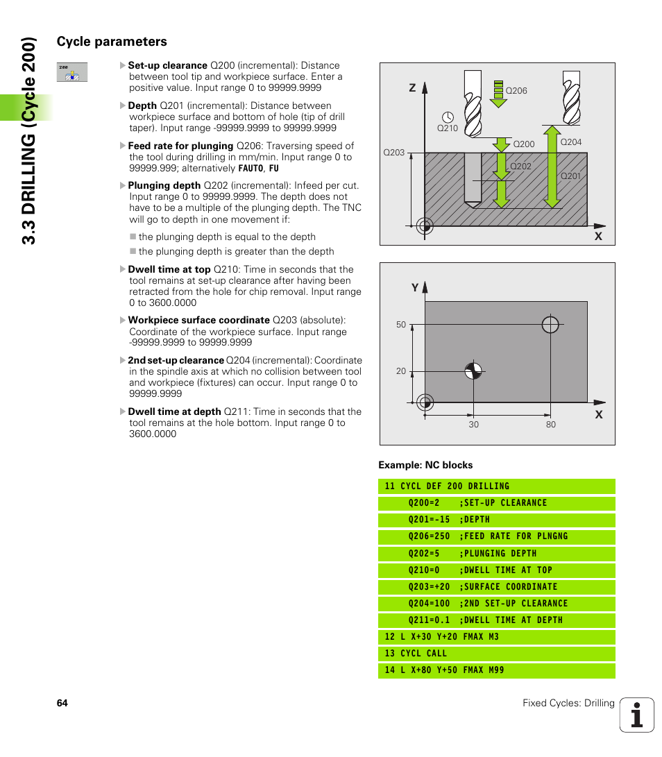 Cycle parameters, 3 drilling (cy c le 20 0) | HEIDENHAIN TNC 640 (34059x-01) Cycle programming User Manual | Page 64 / 549