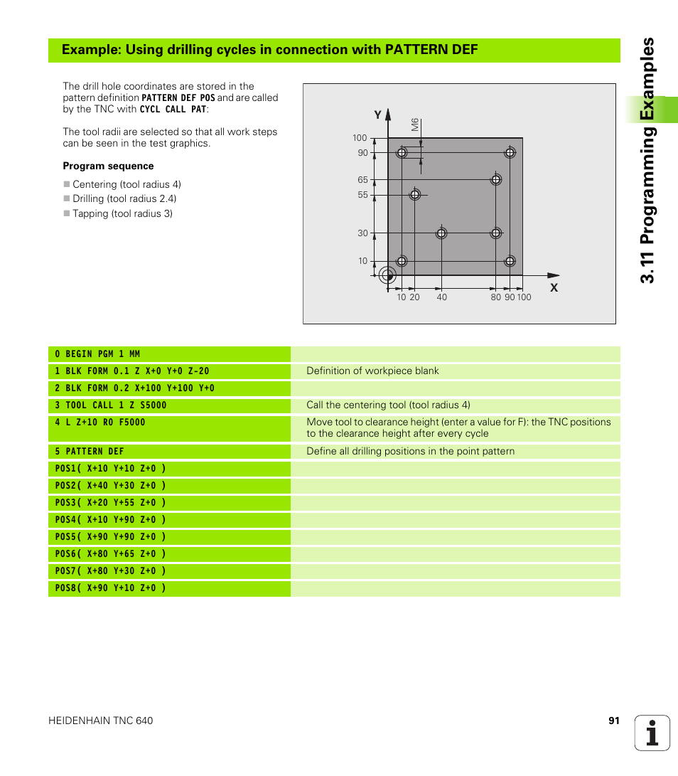 1 1 pr ogr amming examples | HEIDENHAIN TNC 640 (34059x-01) Cycle programming User Manual | Page 91 / 549