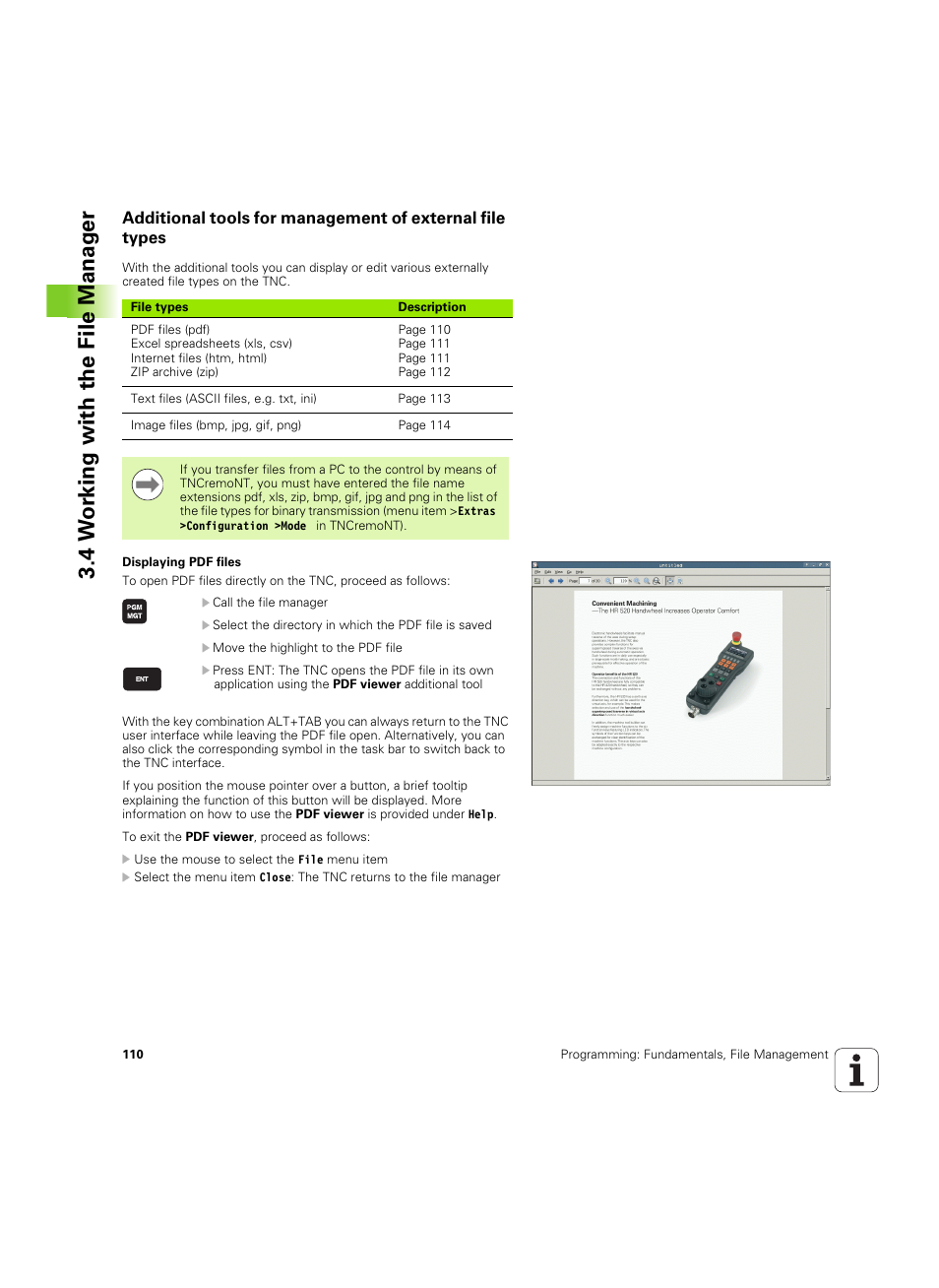 4 w o rk ing with the file manag e r | HEIDENHAIN TNC 640 (34059x-01) ISO programming User Manual | Page 110 / 519