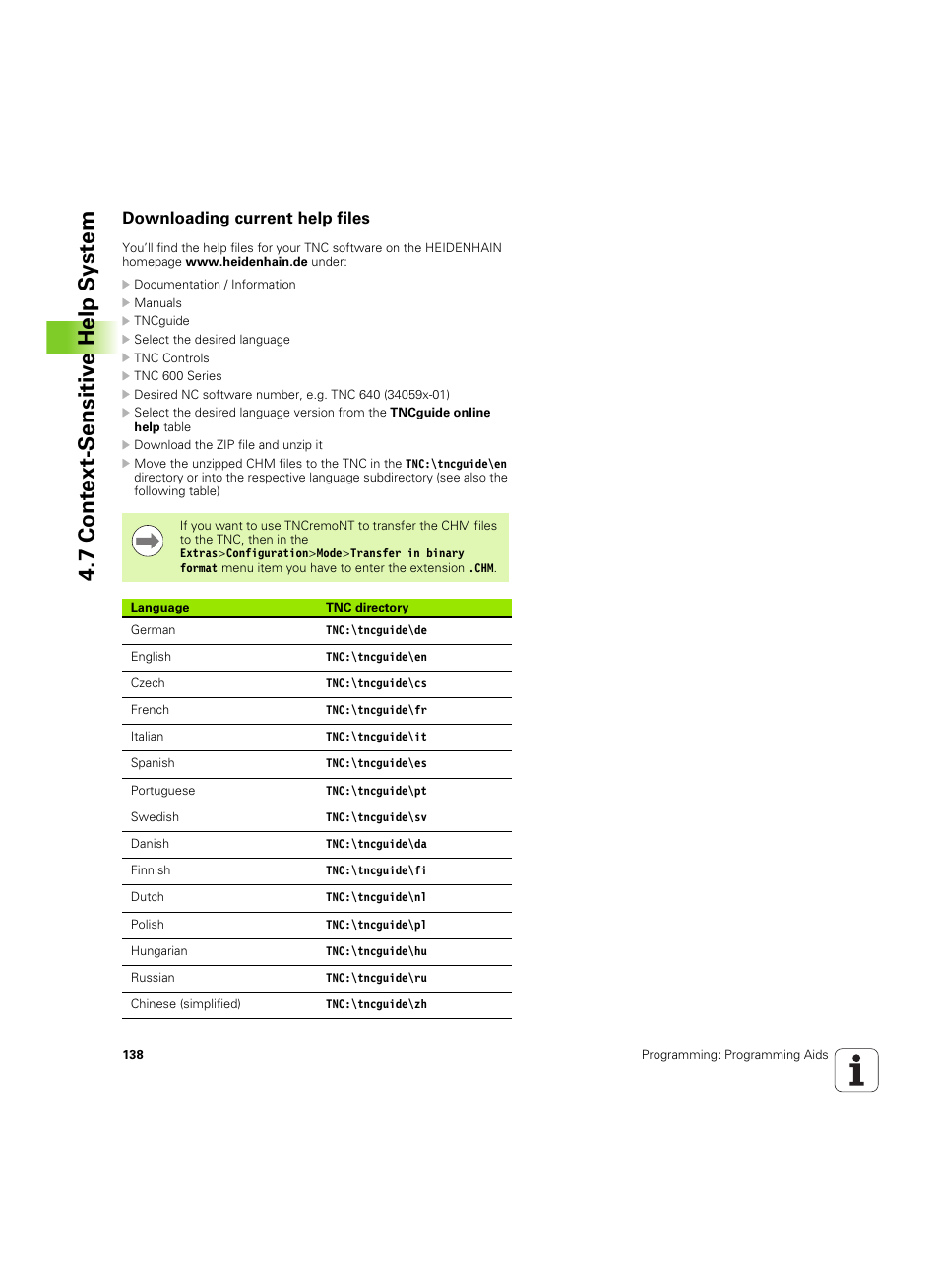 Downloading current help files, 7 cont ext-sensitiv e help s y st em | HEIDENHAIN TNC 640 (34059x-01) ISO programming User Manual | Page 138 / 519