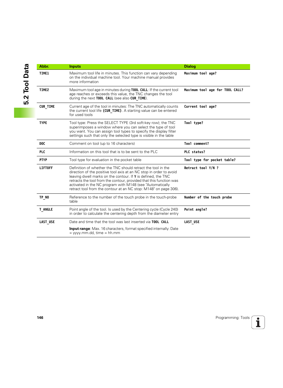 2 t ool d a ta | HEIDENHAIN TNC 640 (34059x-01) ISO programming User Manual | Page 146 / 519