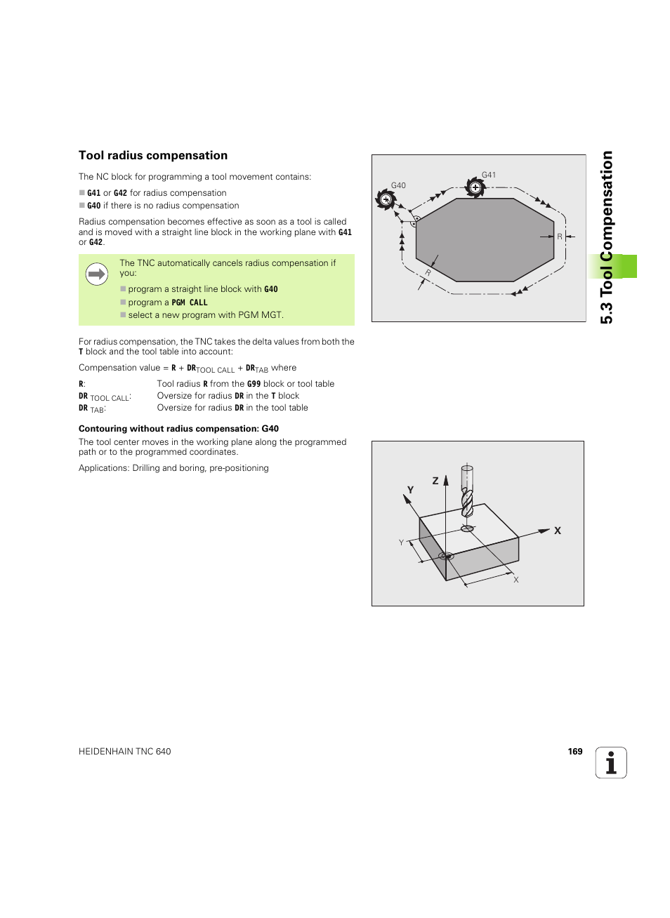 Tool radius compensation, 3 t ool compensation | HEIDENHAIN TNC 640 (34059x-01) ISO programming User Manual | Page 169 / 519