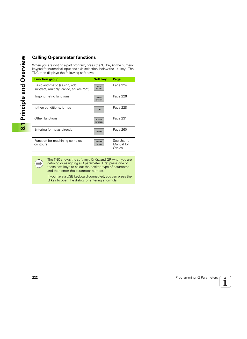 Calling q-parameter functions, 1 pr inciple and ov erview | HEIDENHAIN TNC 640 (34059x-01) ISO programming User Manual | Page 222 / 519