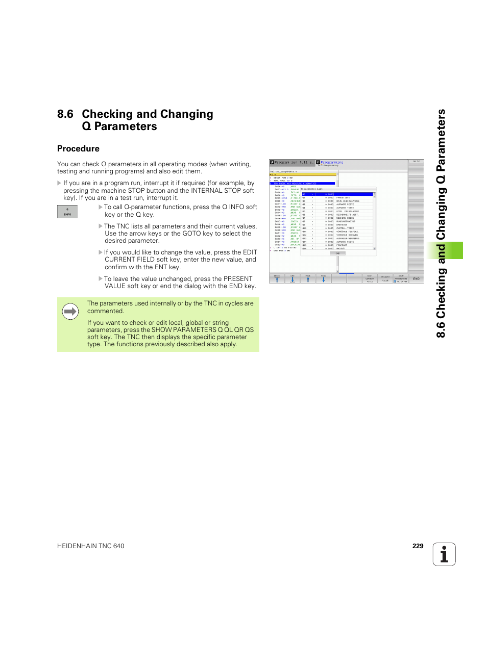 6 checking and changing q parameters, Procedure | HEIDENHAIN TNC 640 (34059x-01) ISO programming User Manual | Page 229 / 519