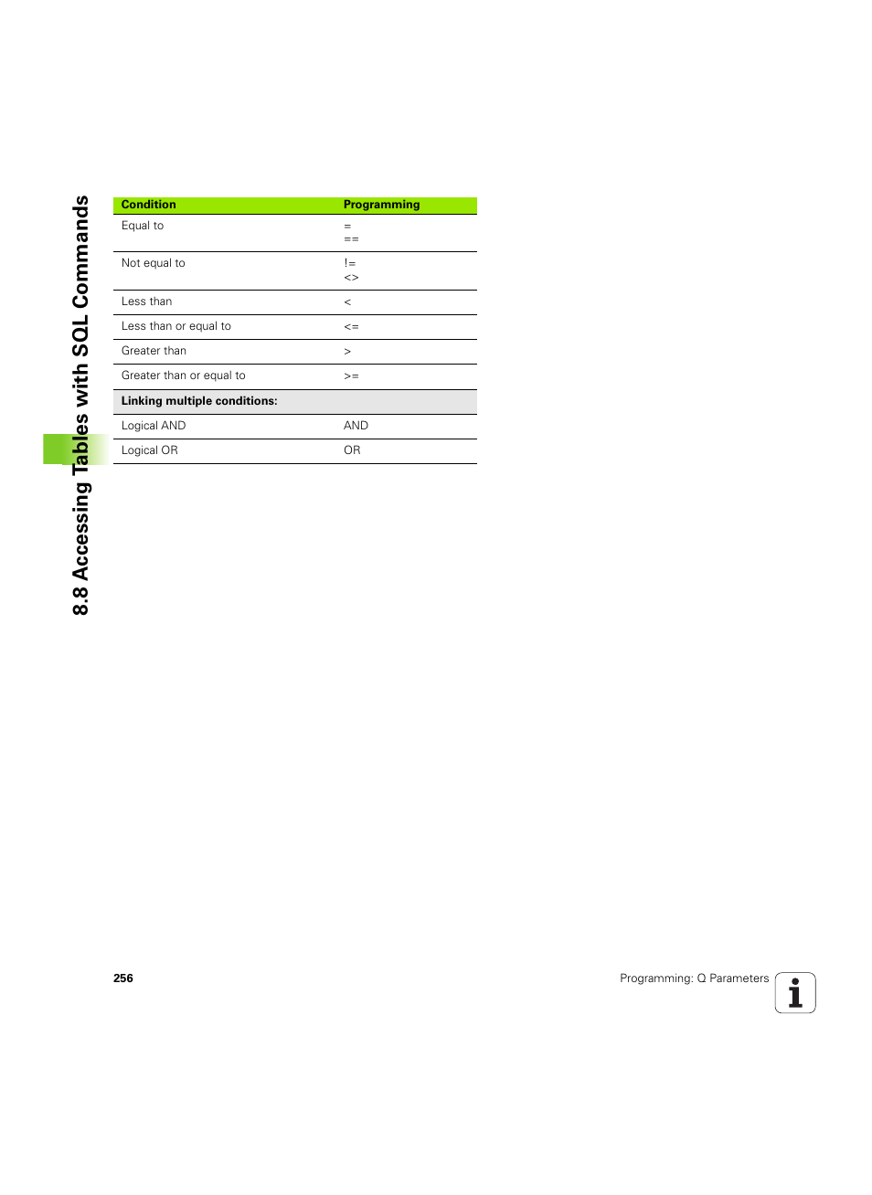 8 a c cessing t a bles with sql commands | HEIDENHAIN TNC 640 (34059x-01) ISO programming User Manual | Page 256 / 519