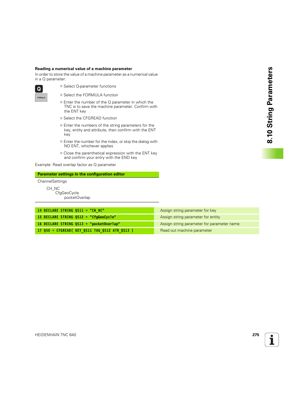 1 0 str ing p a ra met e rs | HEIDENHAIN TNC 640 (34059x-01) ISO programming User Manual | Page 275 / 519