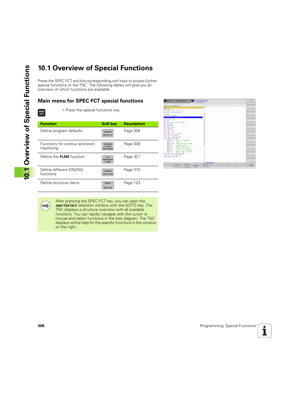 1 overview of special functions, Main menu for spec fct special functions | HEIDENHAIN TNC 640 (34059x-01) ISO programming User Manual | Page 308 / 519