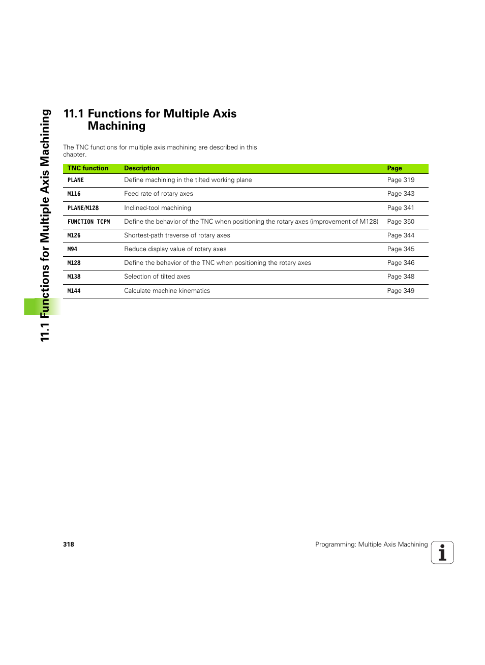 1 functions for multiple axis machining | HEIDENHAIN TNC 640 (34059x-01) ISO programming User Manual | Page 318 / 519