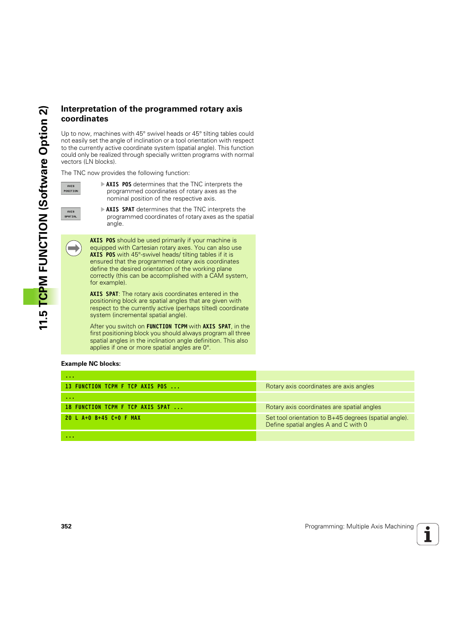 5 tcpm function (sof tw ar e option 2) | HEIDENHAIN TNC 640 (34059x-01) ISO programming User Manual | Page 352 / 519