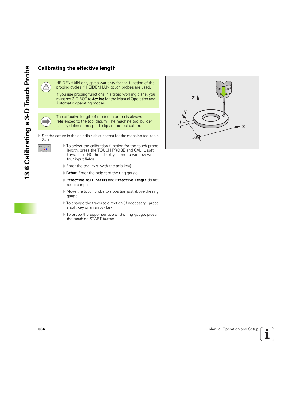 Calibrating the effective length, 6 calibr a ting a 3-d t o uc h pr obe | HEIDENHAIN TNC 640 (34059x-01) ISO programming User Manual | Page 384 / 519