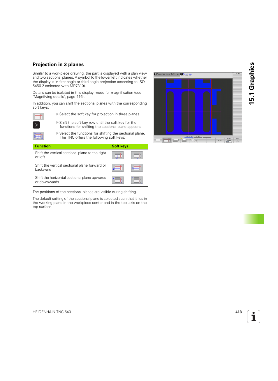 Projection in 3 planes, 1 gr aphics | HEIDENHAIN TNC 640 (34059x-01) ISO programming User Manual | Page 413 / 519