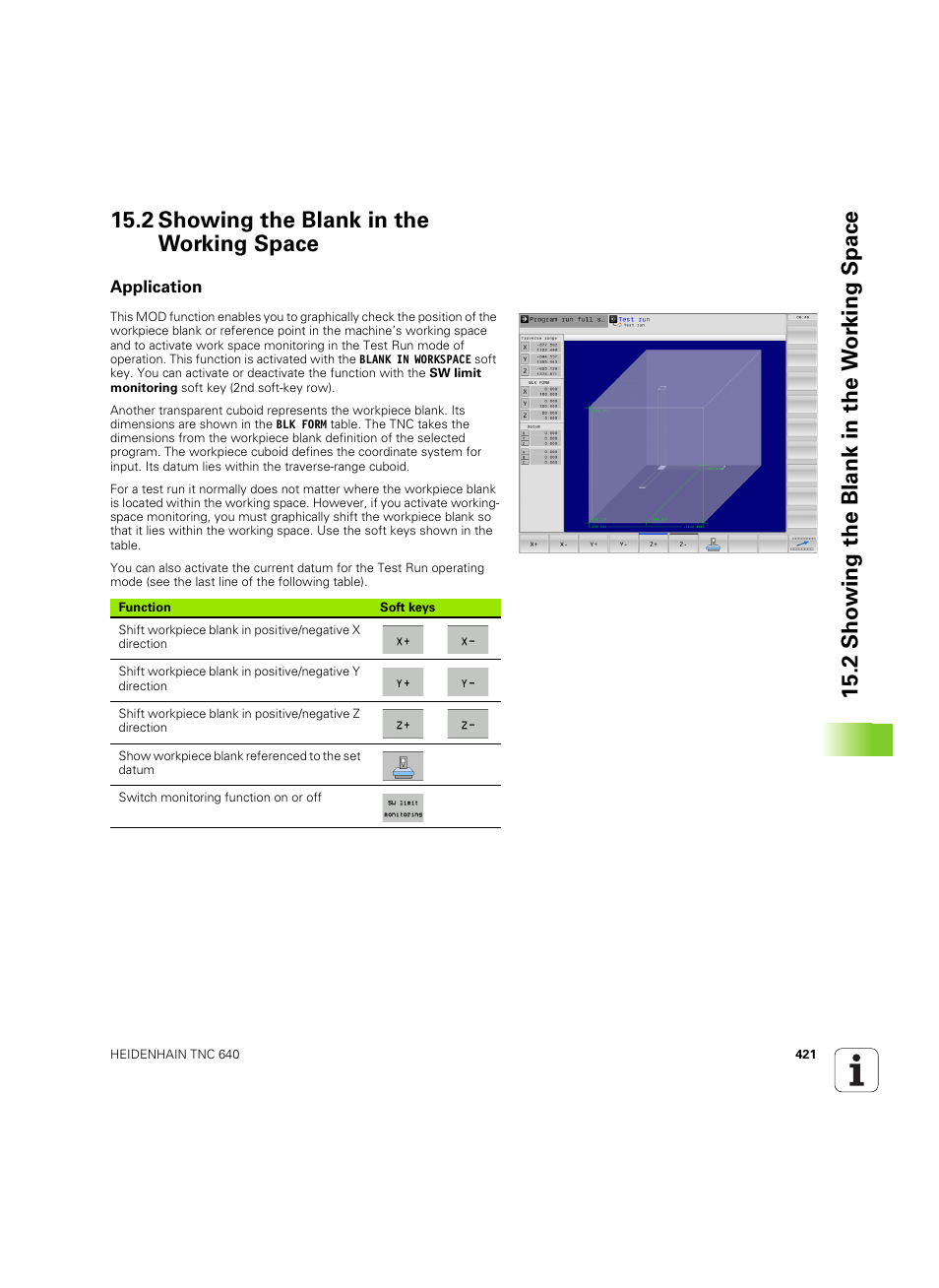 2 showing the blank in the working space, Application | HEIDENHAIN TNC 640 (34059x-01) ISO programming User Manual | Page 421 / 519