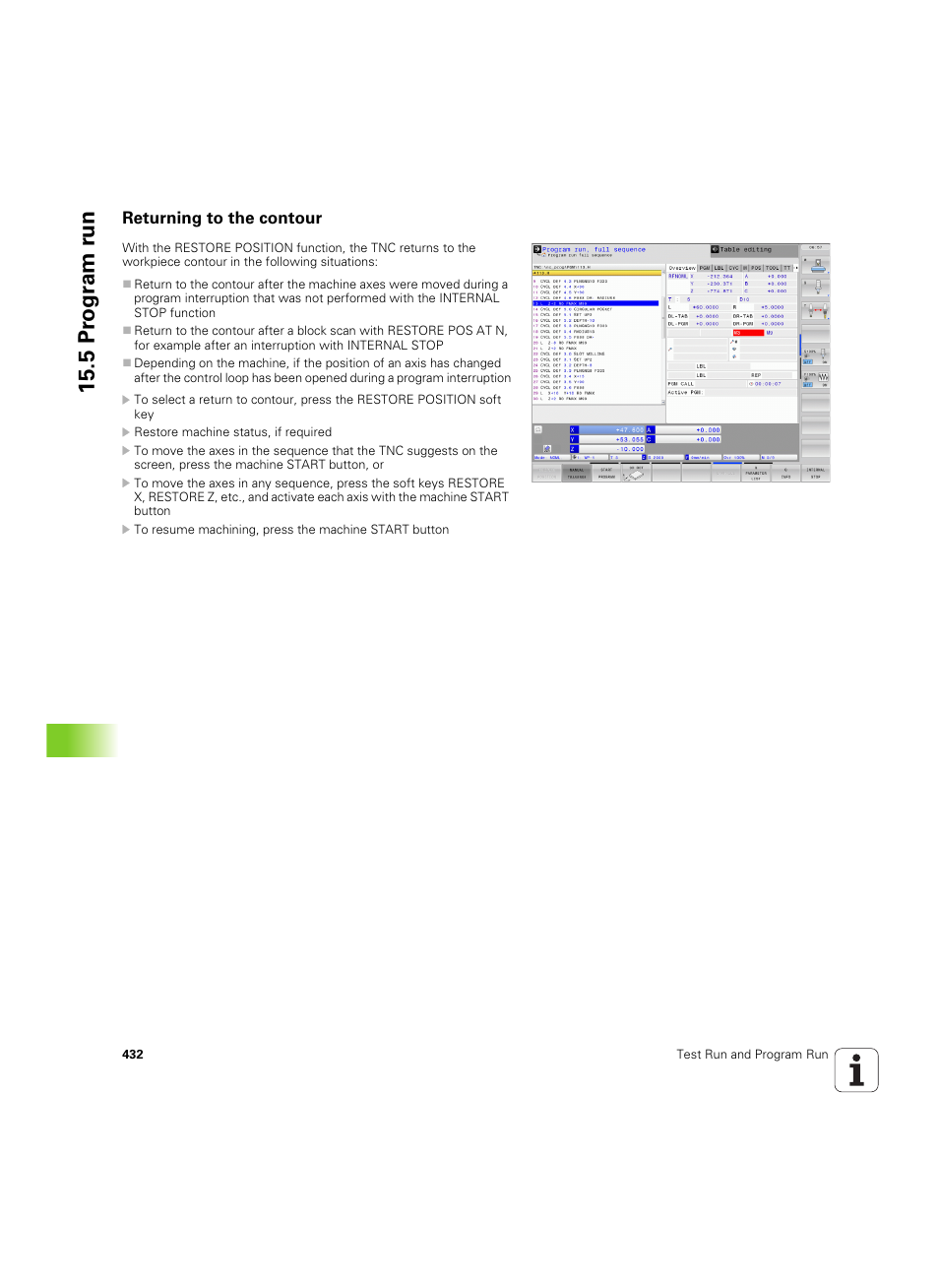 Returning to the contour, 5 pr ogr am r u n | HEIDENHAIN TNC 640 (34059x-01) ISO programming User Manual | Page 432 / 519