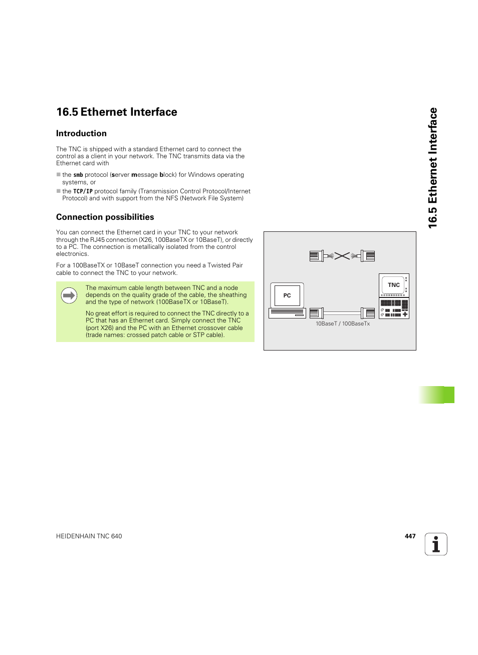 5 ethernet interface, Introduction, Connection possibilities | 5 ether n et int e rf ace 16.5 ethernet interface | HEIDENHAIN TNC 640 (34059x-01) ISO programming User Manual | Page 447 / 519