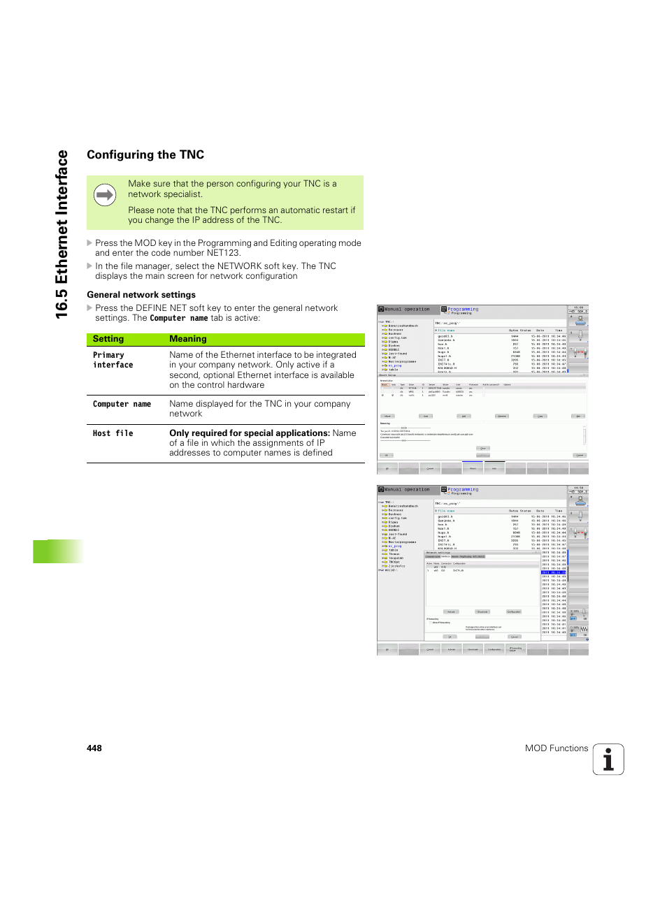 Configuring the tnc, 5 ether n et int e rf ace | HEIDENHAIN TNC 640 (34059x-01) ISO programming User Manual | Page 448 / 519