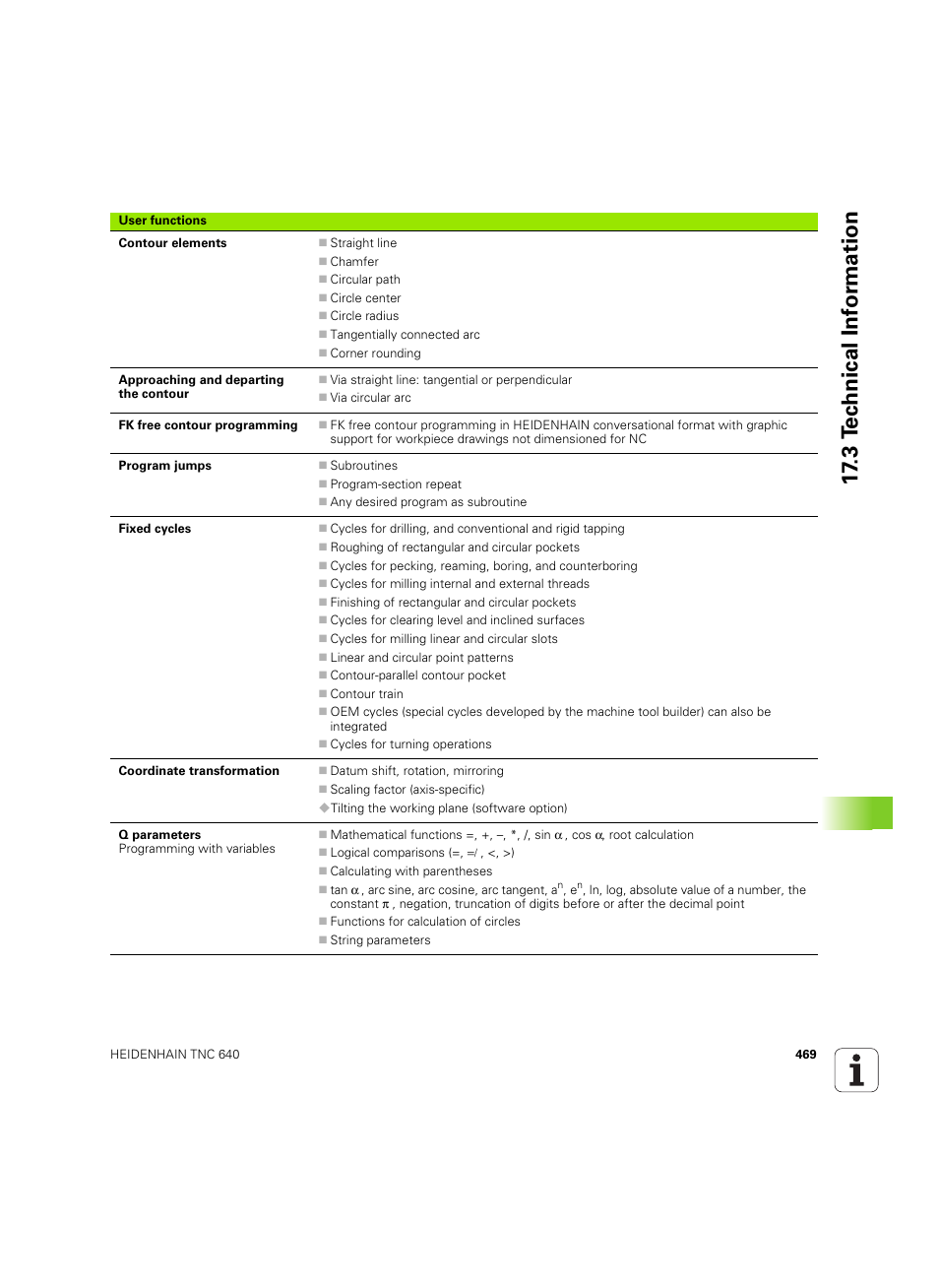 3 t e c hnical inf o rm ation | HEIDENHAIN TNC 640 (34059x-01) ISO programming User Manual | Page 469 / 519