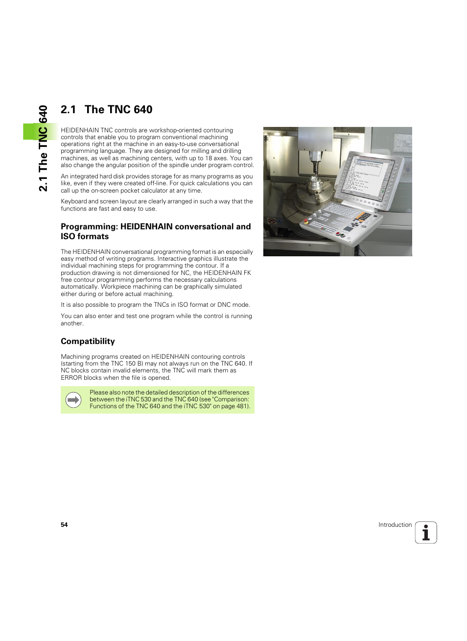 1 the tnc 640, Compatibility | HEIDENHAIN TNC 640 (34059x-01) ISO programming User Manual | Page 54 / 519