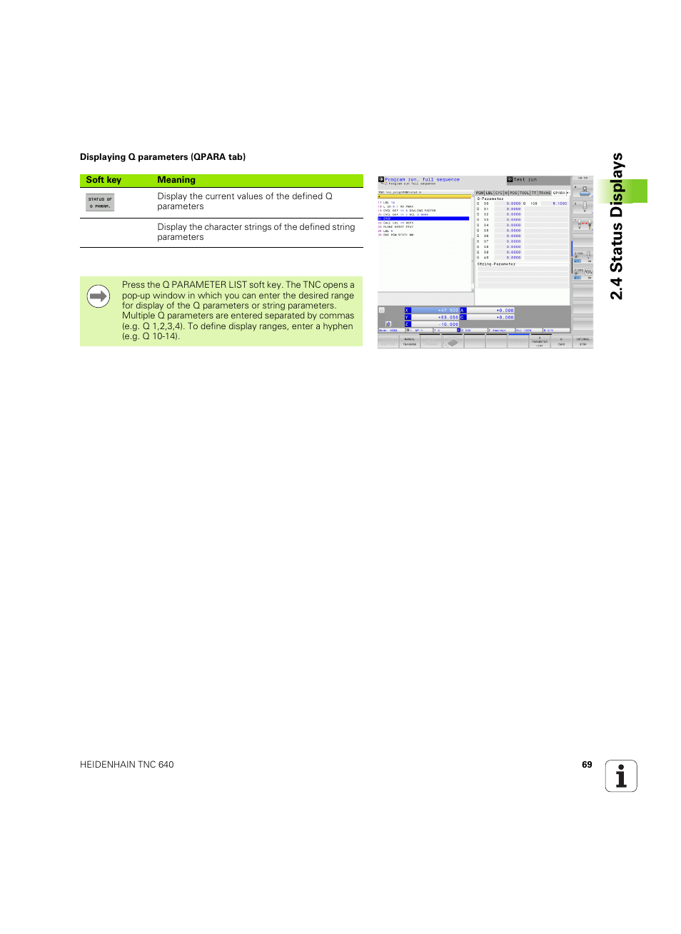 4 stat us displa ys | HEIDENHAIN TNC 640 (34059x-01) ISO programming User Manual | Page 69 / 519