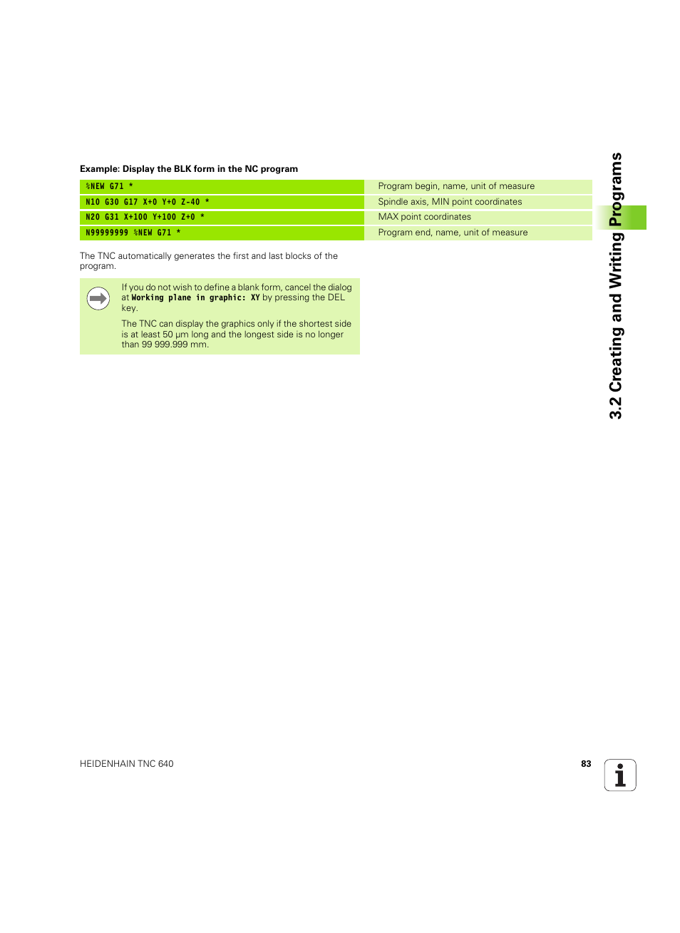 2 cr eating and w riting pr ogr a ms | HEIDENHAIN TNC 640 (34059x-01) ISO programming User Manual | Page 83 / 519