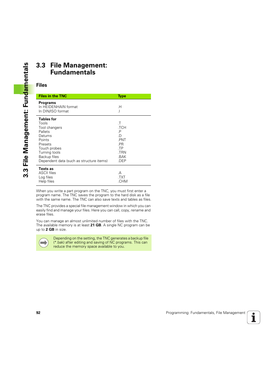 3 file management: fundamentals, Files | HEIDENHAIN TNC 640 (34059x-01) ISO programming User Manual | Page 92 / 519