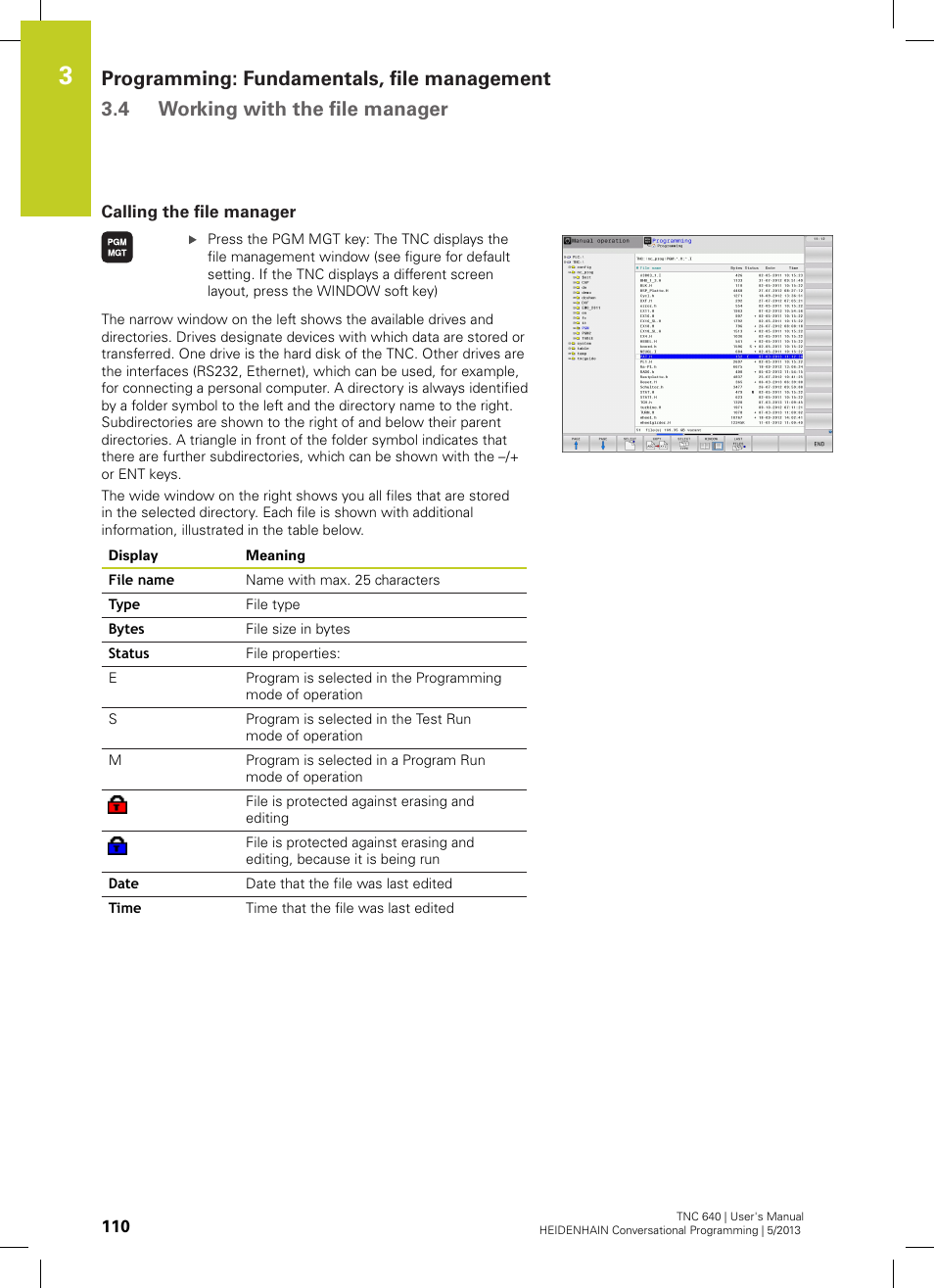 Calling the file manager | HEIDENHAIN TNC 640 (34059x-02) User Manual | Page 110 / 662
