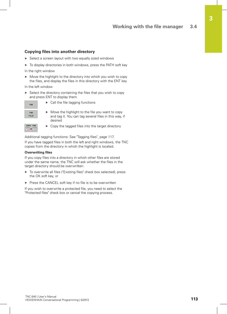 Copying files into another directory, Working with the file manager 3.4 | HEIDENHAIN TNC 640 (34059x-02) User Manual | Page 113 / 662