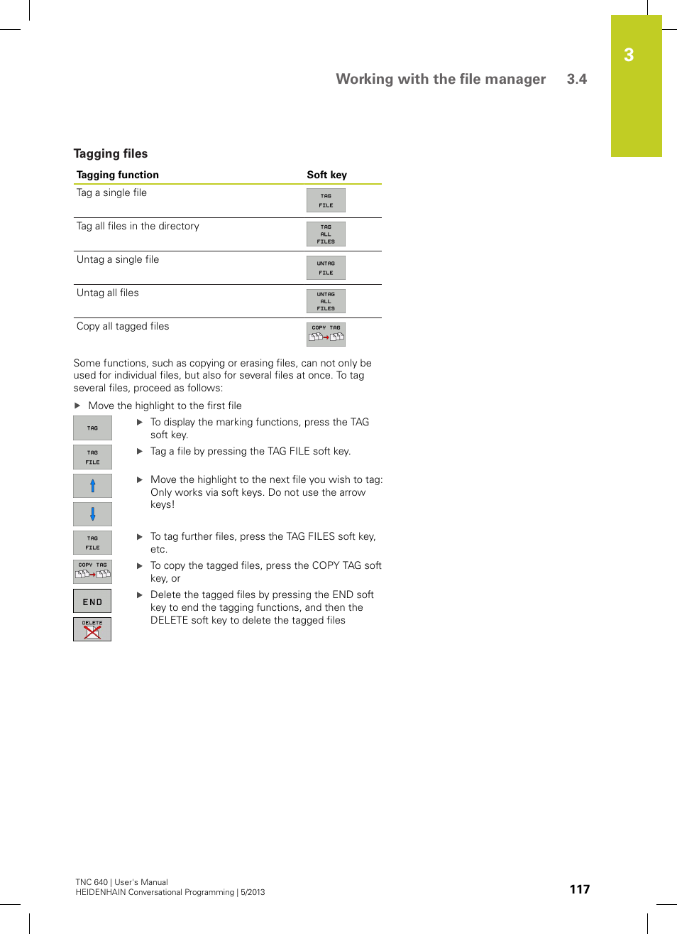 Tagging files, Working with the file manager 3.4 | HEIDENHAIN TNC 640 (34059x-02) User Manual | Page 117 / 662