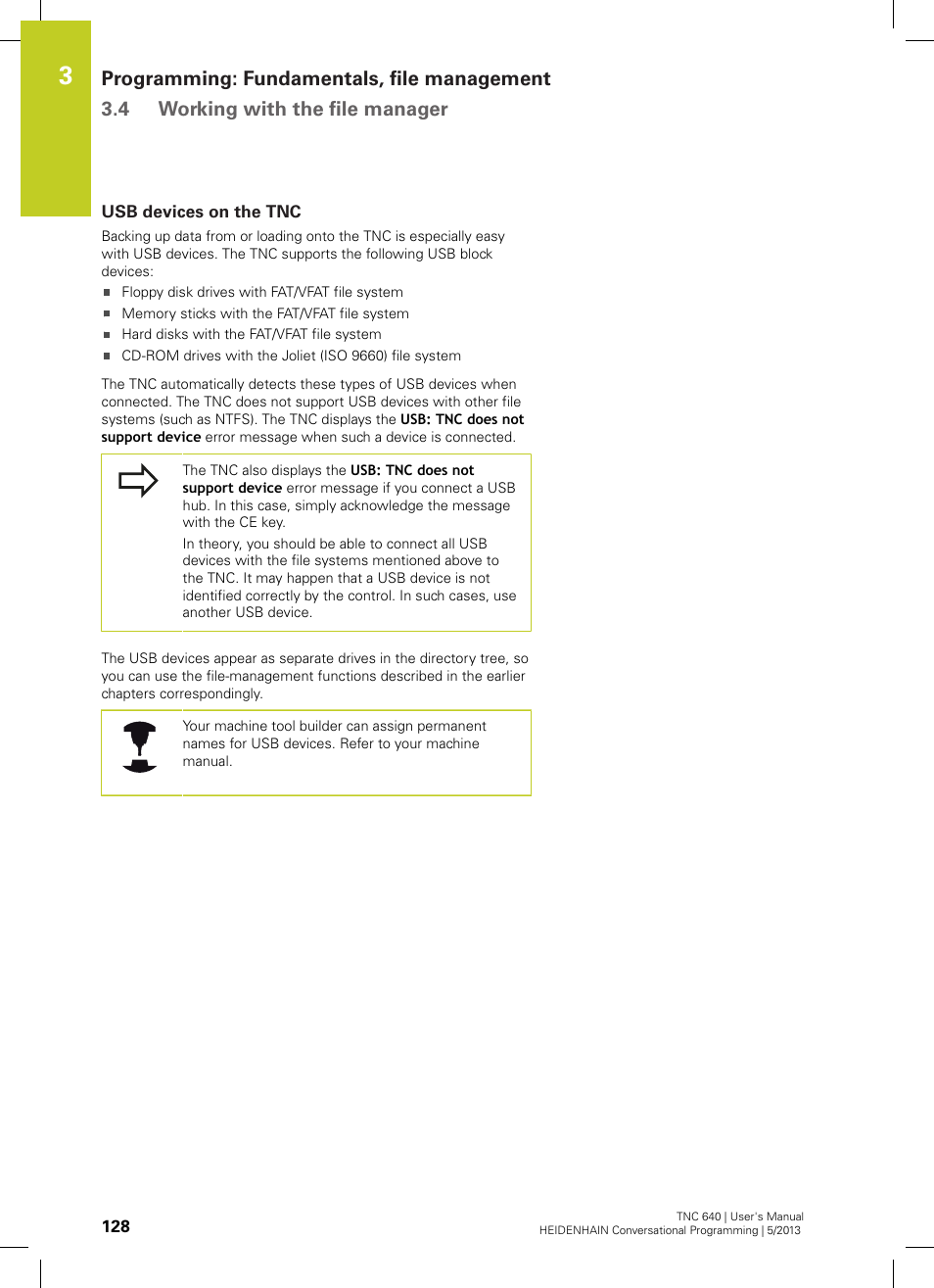Usb devices on the tnc | HEIDENHAIN TNC 640 (34059x-02) User Manual | Page 128 / 662