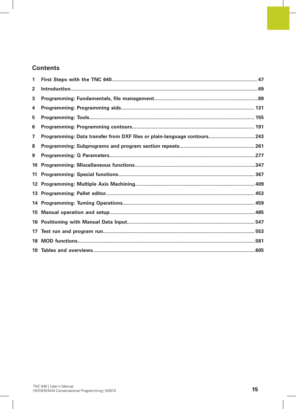 HEIDENHAIN TNC 640 (34059x-02) User Manual | Page 15 / 662