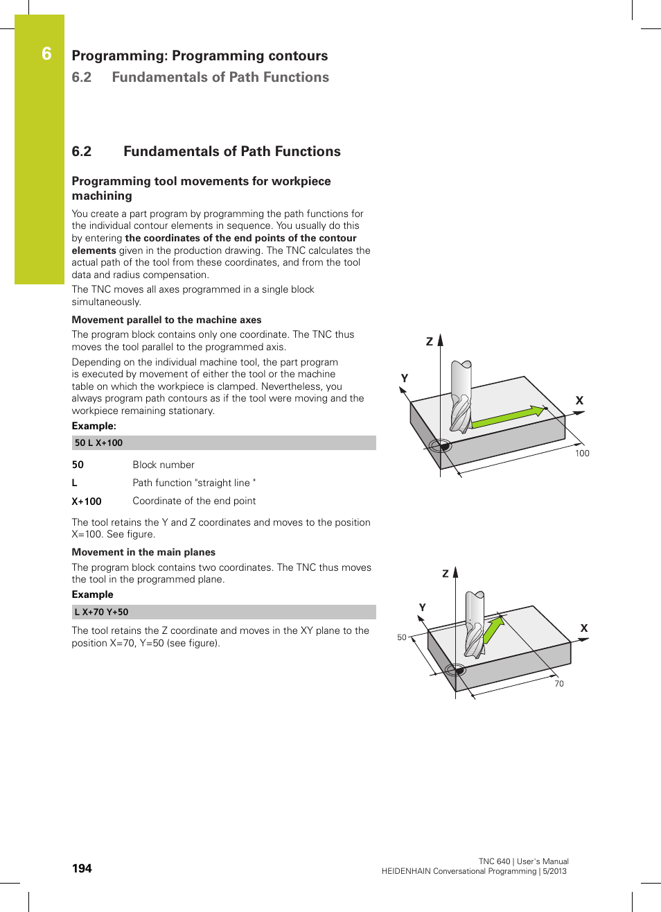2 fundamentals of path functions, Programming tool movements for workpiece machining, Fundamentals of path functions | HEIDENHAIN TNC 640 (34059x-02) User Manual | Page 194 / 662
