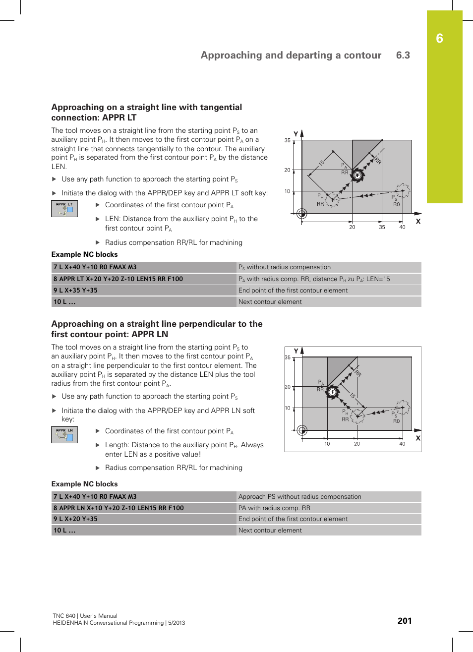 Approaching and departing a contour 6.3 | HEIDENHAIN TNC 640 (34059x-02) User Manual | Page 201 / 662