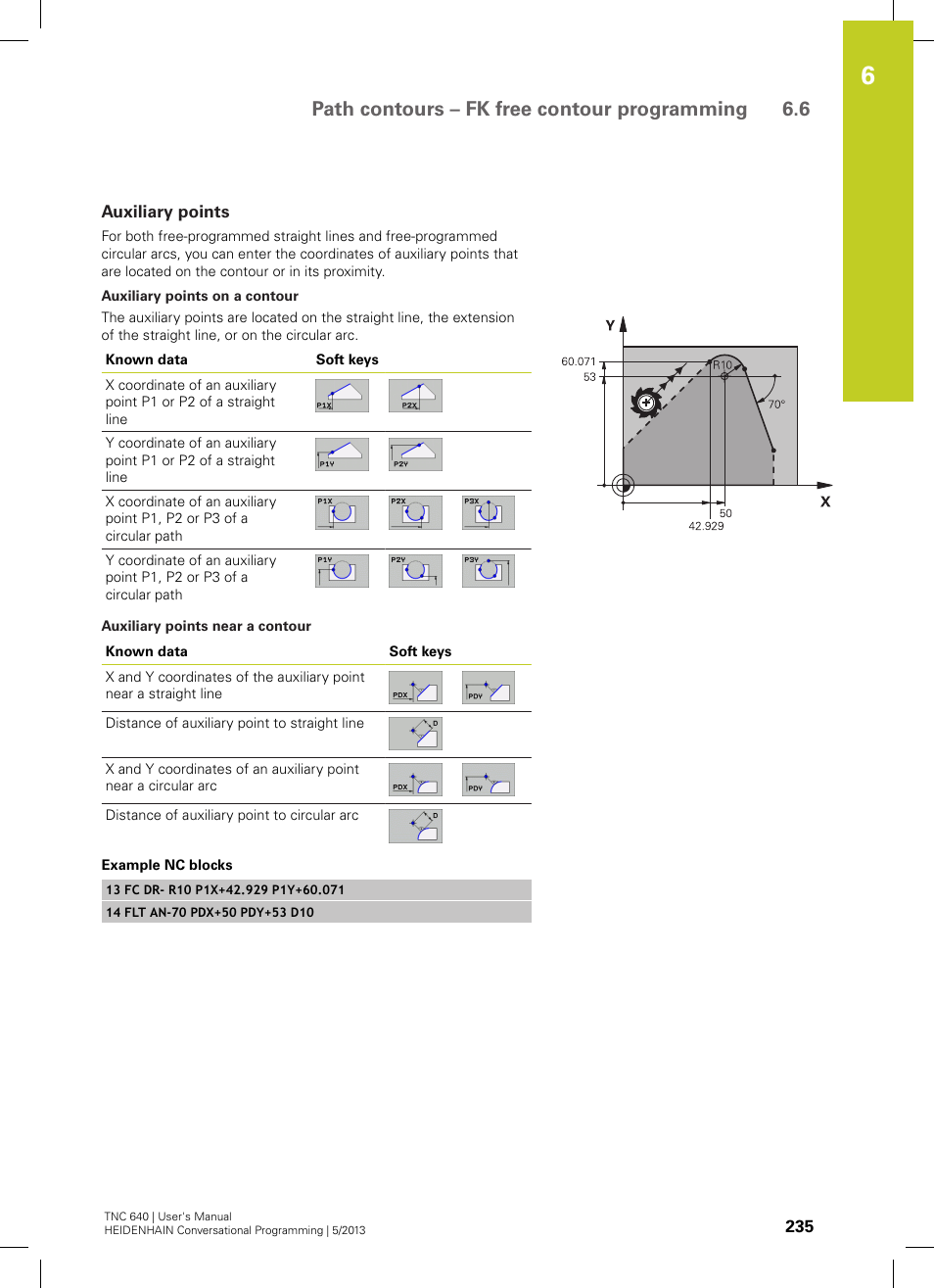 Auxiliary points, Path contours – fk free contour programming 6.6 | HEIDENHAIN TNC 640 (34059x-02) User Manual | Page 235 / 662