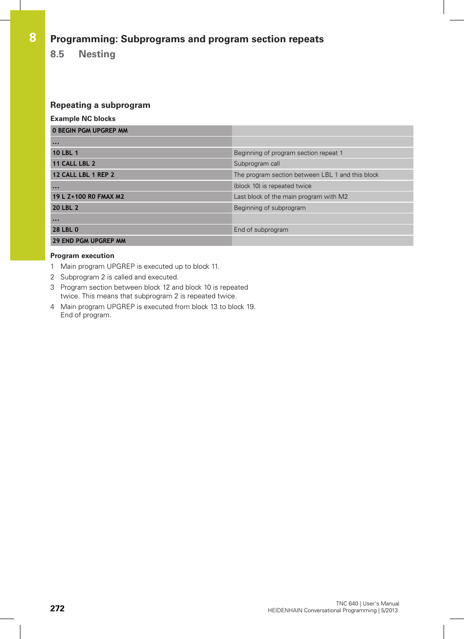 Repeating a subprogram | HEIDENHAIN TNC 640 (34059x-02) User Manual | Page 272 / 662