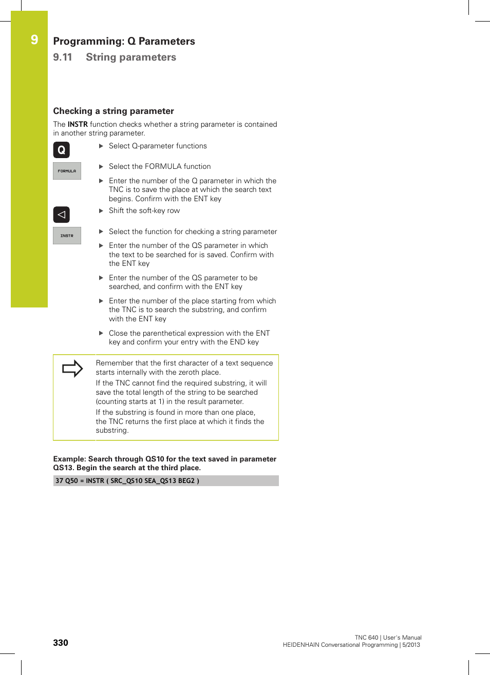 Checking a string parameter, Programming: q parameters 9.11 string parameters | HEIDENHAIN TNC 640 (34059x-02) User Manual | Page 330 / 662